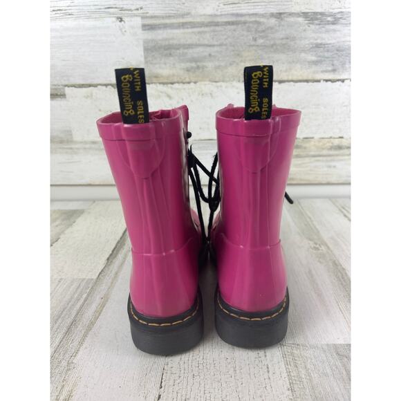 Dr. Martens Womens 5.5 Pink 1460 Drench Platform Rain Combat Boots - Picture 3 of 9